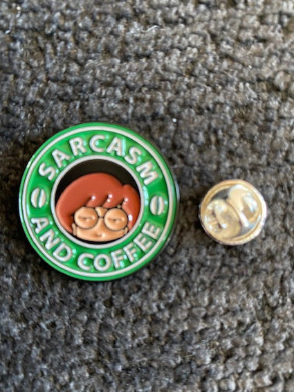 Sarcasm and Coffee Brooch Pin